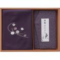 夏の贈り物お中元 刺繍入り二巾風呂敷&金封ふくさ 洛北 紫 二巾風呂敷：71×70cm、金封ふくさ：20×12cm