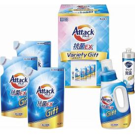 夏の贈り物お中元 アタック抗菌EXバラエティーギフト 花王 アタック抗菌EX詰替用（590g）×3、アタック抗菌EX（750g）・キュキュットクリア除菌（220ml）×各1