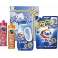 春の贈り物 白さが光るランドリーギフト アタック抗菌EX（750g）・アタック抗菌EX詰替用（590g）・キュキュット（オレンジ・ピンクグレープフルーツ）（各220ml）×各1