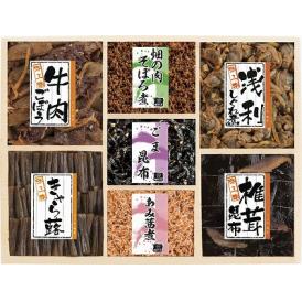 夏の贈り物お中元 味三昧 浪花佃史屋 牛肉ごぼう（70g）・きゃら蕗・椎茸昆布（各60g）・浅利しぐれ煮（50g）・ごま昆布（40g）・畑の肉そぼろ煮・あみ茜煮（各30g）×各1