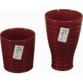 夏の贈り物お中元 木製焼酎カップセット 朱塗 カップ小（直径8.9×9.1cm）・ カップ大（直径9.2×14.2cm）×各1
