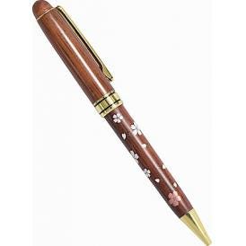 夏の贈り物お中元 木製 漆芸ボールペン さくらちらし 直径1.5×14.5cm ★替え芯1本付