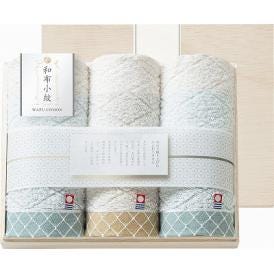 夏の贈り物お中元 フェイスタオル3P（国産木箱入） 和布小紋 34×75cm