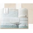 夏の贈り物お中元 タオルセット（国産木箱入） 和布小紋 バスタオル（60×110cm）・フェイスタオル（34×75cm）・ウォッシュタオル（34×30cm）×各1