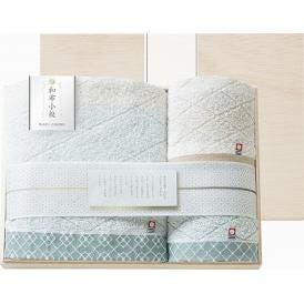 春の贈り物 タオルセット（国産木箱入） 和布小紋 バスタオル（60×110cm）・フェイスタオル（34×75cm）・ウォッシュタオル（34×30cm）×各1