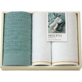 春の贈り物 大阪泉州 フェイスタオル2P＆ハンドタオル MIZUITO 澄み渡るみずいと フェイスタオル：32×75cm、ハンドタオル：32×34cm