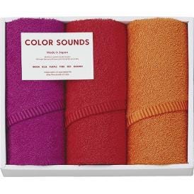 夏の贈り物お中元 フェイスタオル3P COLOR SOUNDS レッド 29×75cm