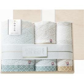 夏の贈り物お中元 タオルセット（国産木箱入） 和布小紋 フェイスタオル（34×75cm）×2、バスタオル（60×110cm）・ウォッシュタオル（34×30cm）×各1