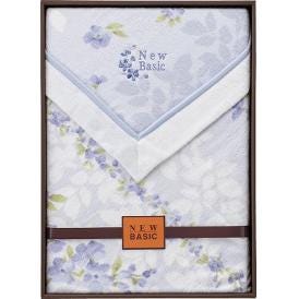 春の贈り物 四方額付き綿毛布（毛羽部分） ニューベーシック ブルー 140×200cm