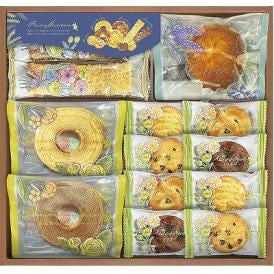 夏の贈り物お中元 フェアリーガーデン ベイクドスイーツ クッキー（ミルク・メープル・チョコチップ・ショコラ）×各2、スティックパイ（メープル・ショコラ）・マドレーヌ（プレーン）・バウムクーヘン（バニラ