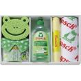 夏の贈り物お中元 キッチン洗剤ギフト フロッシュ マイクロファイバークロス（中国）（25×25cm）×2、食器用洗剤（アロエヴェラ）（ドイツ）（500ml）・スポンジ（中国）・タオルハンカチ（中国）（