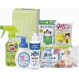 夏の贈り物お中元 NEW清潔習慣クリーンセット 花王食卓クイックルスプレー（300ml）・アクア泡ハンドソープ（中国）（250ml）・P&G除菌ジョイコンパクト（170ml）・クリンクル食卓テーブル用