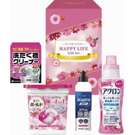 夏の贈り物お中元 ハッピーライフギフト P&Gボールドジェルボール4D（11個）・ライオンアクロン フローラルブーケの香り（450ml）・ライオンチャーミーマジカ速乾＋（プラス）カラッと除菌 ホワイト
