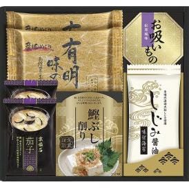 夏の贈り物お中元 白子のり&マルコメ和風詰合せ 白子有明味のり・しじみ醤油味付海苔（各8切8枚）・マルコメ京懐石茄子のおみそ汁（11.5g）×各2、鰹ぶし削り（2g×3袋）・永谷園お吸いもの松茸風味（