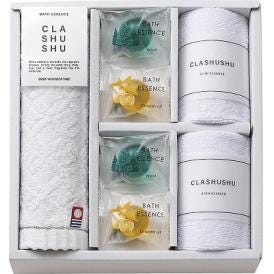 春の贈り物 バスエッセンスセット CLA SHU SHU バスエッセンス（ウッド・グレープフルーツ）（各8g）・マイクロファイバークロス（中国）（25×25cm）×各2、今治ウォッシュタオル（2