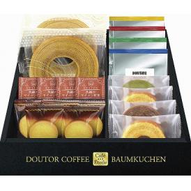 夏の贈り物お中元 ドトールコーヒー＆バウムクーヘンセット Cafe Etoile プレーンクッキー×5、セイロン紅茶ティーバッグ×4、ミルクバウムクーヘン・ミニバウムクーヘン（北海道生クリーム）×各2
