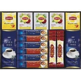 春の贈り物 珈琲・紅茶セット AGF&リプトン カフェオレ（12g）・リプトンセイロンティーバッグ（2.2g）・リプトンイエローラベルティーバッグ（2g）×各6、AGFちょっと贅沢な珈琲店（プレ