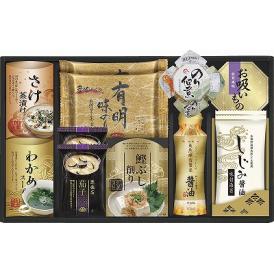 夏の贈り物お中元 白子のり&マルコメ和風詰合せ 白子有明味のり・しじみ醤油味付海苔（各8切8枚）・マルコメ京懐石茄子のおみそ汁（11.5g）×各2、伊賀越天然醸造しょうゆ（200ml）・島の香のり佃煮