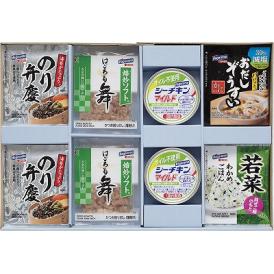 夏の贈り物お中元 乾物ギフト はごろもフーズ のり弁慶ふりかけ（3g）・焙炒ソフトパック（2g）×各4、オイル不使用シーチキンマイルド（70g）・減塩おだしぞうすいかに（6.5g）・わかめ混ぜご飯若菜