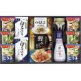 夏の贈り物お中元 キッコーマン&アマノフーズ食卓詰合せ アマノおみそ汁（なす・ほうれん草・とうふ）・白子だし塩のり（8切5枚）×各2、キッコーマンしぼりたて生しょうゆ（200ml）・島の香のり佃煮（8