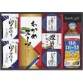 夏の贈り物お中元 日清キャノーラバラエティギフト 白子だし塩のり（8切5枚）×2、日清キャノーラ油（400g）・わかめスープ（5.3g×4袋）・永谷園お茶漬けのり（4.7g×2袋）・永谷園お吸いもの松