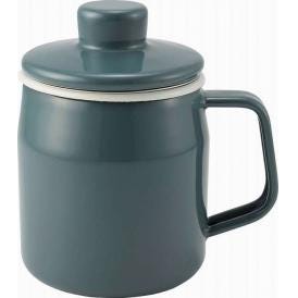 春の贈り物 オイルポット0.35L 富士ホーロー スモークブルー 12×8.5×12.5cm 0.35L（適正容量）、0.52L（満水容量） 本体・蓋：ほうろう用鋼板、網：ステンレス ★カス取り