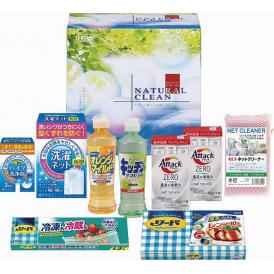 夏の贈り物お中元 ギフト・ナチュラルクリーン 花王アタックZEROワンパック（10g×7袋）×2、キッチンリフレッシュコンパクト・オレンジマイルドコンパクト（各270ml）・リードクッキングペーパー（