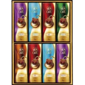 夏の贈り物お中元 ドリップコーヒーギフト モンカフェ モカブレンド（8g×5p）・スペシャルブレンド・コスタリカブレンド（各7.5g×5p）×各2、コロンビアブレンド・キリマンジャロブレンド（各8g×