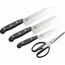 夏の贈り物お中元 ステンレス包丁＆キッチンハサミ4点 燕三 牛刀包丁（30cm、刃渡り18cm）・三徳包丁（28.5cm、刃渡り16.5cm）・ペティナイフ（24cm、刃渡り13cm）・キッチンハサミ