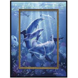 夏の贈り物お中元 ビッグアート クリスチャン・リース・ラッセン ドルフィンシンフォニー 約39.5×29.5×2cm ★壁掛用