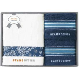 夏の贈り物お中元 バスタオル＆フェイスタオル2P BEAMS DESIGN ネイビーブルー バスタオル：60×110cm、フェイスタオル：34×70cm