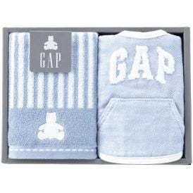 夏の贈り物お中元 ウォッシュタオル&スタイ baby GAP ブルー ウォッシュタオル：25×25cm、スタイ：20×31.5cm