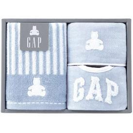 夏の贈り物お中元 ベビーフェイスタオル&ミニハンカチ&スタイ baby GAP ブルー ベビーフェイスタオル：25×60cm、ミニハンカチ：20×20cm、スタイ：20×31.5cm