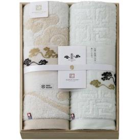 夏の贈り物お中元 唐長文様コンパクトバスタオル2P（木箱入） 今治謹製 約50×100cm