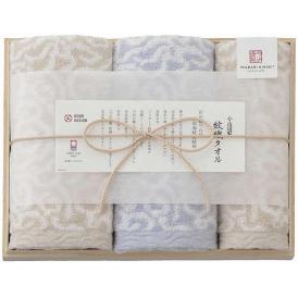 夏の贈り物お中元 フェイスタオル2P＆ウォッシュタオル（木箱入） 今治謹製 ブルー フェイスタオル：33.5×75cm、ウォッシュタオル：33.5×31cm