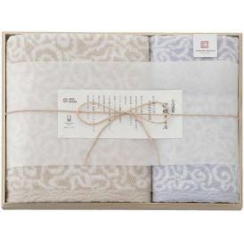 夏の贈り物お中元 タオルセット（木箱入） 今治謹製 ブルー バスタオル（60×110cm）・フェイスタオル（33.5×75cm）・ウォッシュタオル（33.5×31cm）×各1