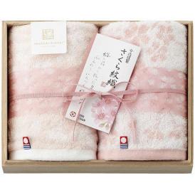 夏の贈り物お中元 桜染めウォッシュタオル2P（木箱入） 今治謹製 34×34cm