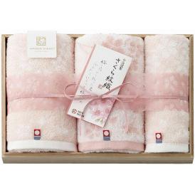 夏の贈り物お中元 桜染めフェイスタオル2P&ウォッシュタオル（木箱入） 今治謹製 フェイスタオル：34×75cm、ウォッシュタオル：34×34cm
