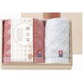 夏の贈り物お中元 フェイスタオル&ウォッシュタオル（国産木箱入） 祝七宝 フェイスタオル：28×75cm、ウォッシュタオル：28×30cm