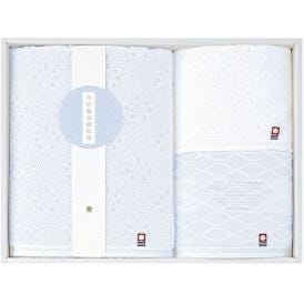 夏の贈り物お中元 バスタオル＆ウォッシュタオル2P 今治輪奈織紋様 バスタオル：60×120cm、ウォッシュタオル：34×35cm