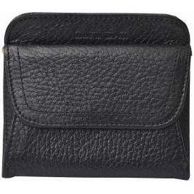 夏の贈り物お中元 日本製牛革小銭入れ 良品工房 黒 10.5×1×9.2cm ★オープンポケット×2、小銭入れ×1　★開閉：スナップボタン式