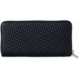 夏の贈り物お中元 日本製牛革型押ラウンド財布 良品工房 19×9.5×2cm ★カード入れ×12、オープンポケット×6、ファスナーポケット×1　★開閉：ファスナー式