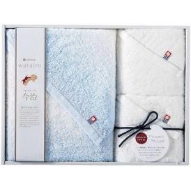 夏の贈り物お中元 バスタオル&フェイスタオル2P わたいろ ブルー バスタオル：60×120cm、フェイスタオル：34×75cm