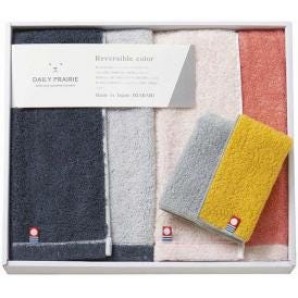 夏の贈り物お中元 フェイスタオル2P＆タオルハンカチ DAILY PRAIRIE フェイスタオル：34×80cm、タオルハンカチ：23×23cm