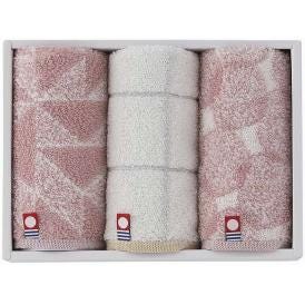 夏の贈り物お中元 タオルハンカチ3P 今治タオル ピンク 25×25cm