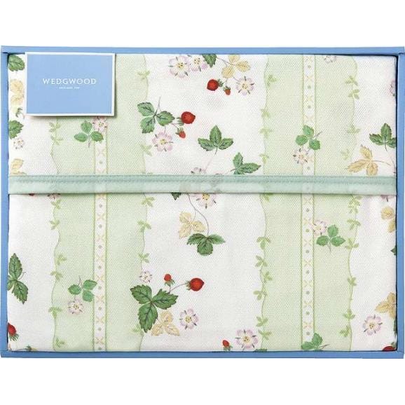 【売れ筋】 春の贈り物 綿毛布（毛羽部分） 140 グリーン ウェッジウッド シルバー