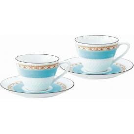夏の贈り物お中元 ティー・コーヒー碗皿ペアセット ノリタケ カップ：直径8.9×6.4cm、ソーサー：直径14.9cm