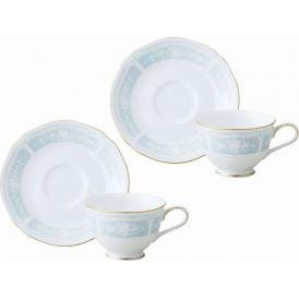 夏の贈り物お中元 ティー・コーヒー碗皿ペアセット ノリタケ カップ：直径9.2×6.5cm、ソーサー：直径15.1×2.3cm