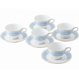 夏の贈り物お中元 ティー・コーヒー碗皿5客セット ノリタケ カップ：直径9.2×6.5cm、ソーサー：直径15.1×2.3cm