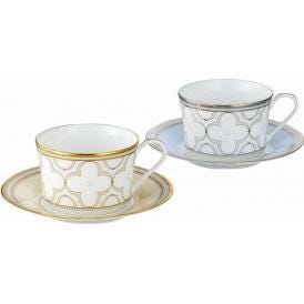夏の贈り物お中元 ティー・コーヒー碗皿ペアセット(色変り) ノリタケ カップ：直径9.1×6cm、ソーサー：直径15.1×2cm